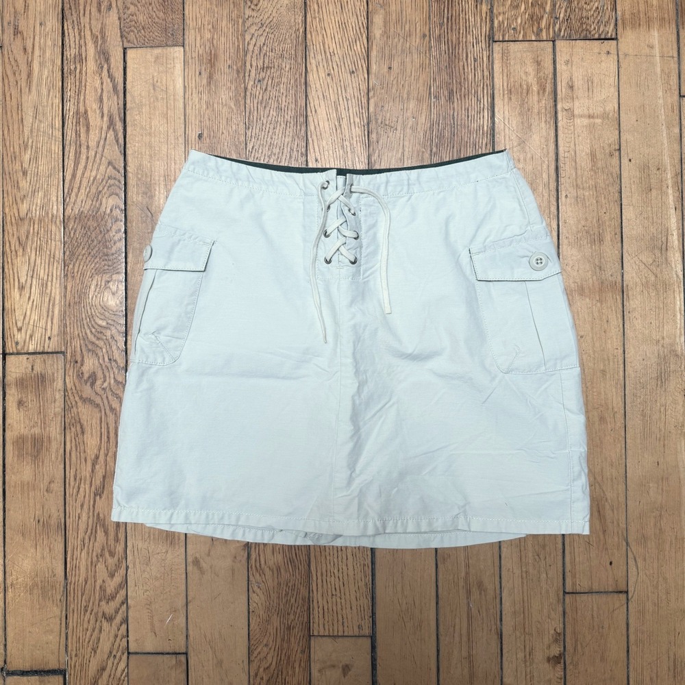 Riders by Lee Stone Cargo Skort Lace Up Front Utility Mini Skirt Shorts WPL 6428